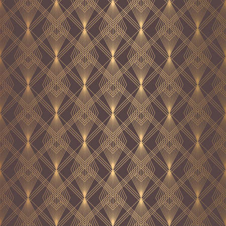 Art Deco Pattern. Seamless golden background. Minimalistic geometric design. Vector line design. 1920-30s motifs. Luxury vintage illustrationのイラスト素材