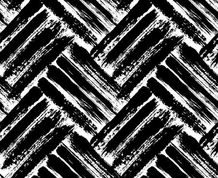 Painted chevron pattern. Seamless brush stroke lines. Sketchy hand drawn graphic print. Black and White background. Grungy decoration. Vector design. Wallpaper, furniture fabric, textile.のイラスト素材