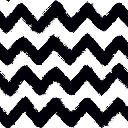 Painted chevron pattern. Seamless brush stroke lines.のイラスト素材