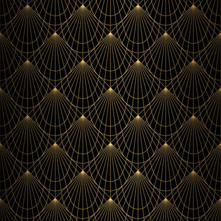 Art Deco Pattern. Seamless black and gold background.のイラスト素材