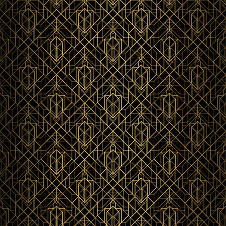 Art Deco Pattern. Seamless black and gold background.のイラスト素材