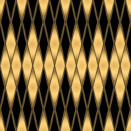 Diamond pattern motif. Seamless gold and black backgroundのイラスト素材