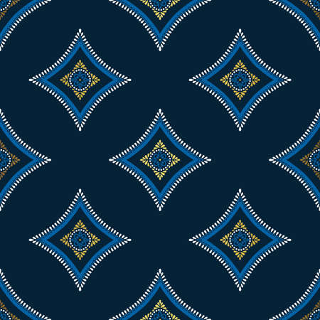 Golden and blue background. Luxury oriental seamless pattern