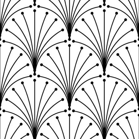 Art Deco Pattern. Fanning seamless black and white backgroundのイラスト素材
