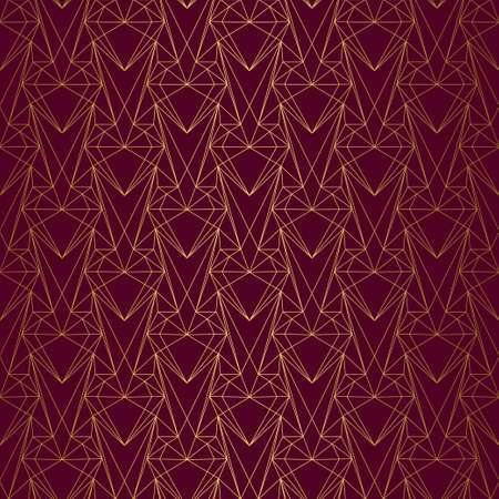Art Deco Pattern from hearts. Seamless gold and red backgroundのイラスト素材