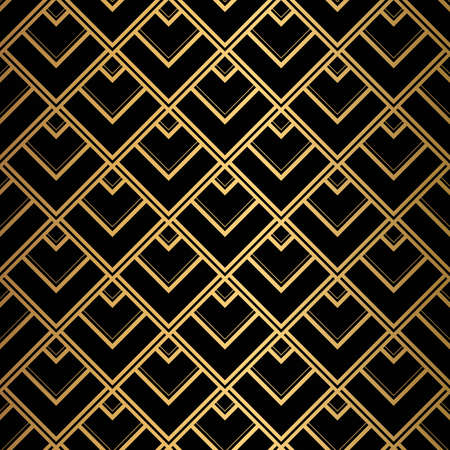 Art Deco Pattern. Seamless black and gold backgroundのイラスト素材