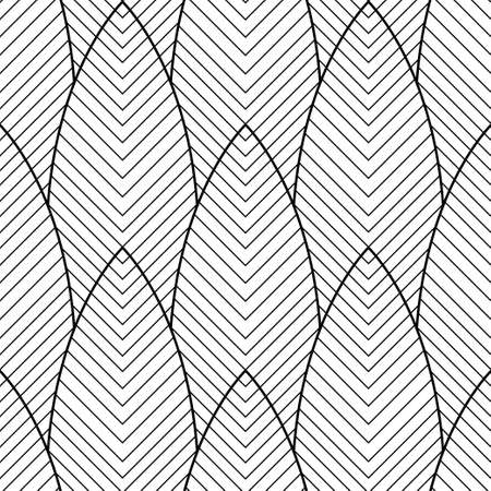 Art Deco pattern. Vector black white background. Luxury seamless ornament. Roaring twenties motifのイラスト素材