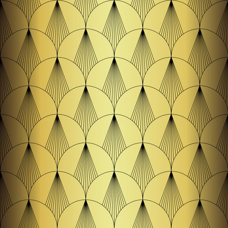 Art Deco Wallpaper. Black and gold seamless pattern in roaring twenties styleのイラスト素材