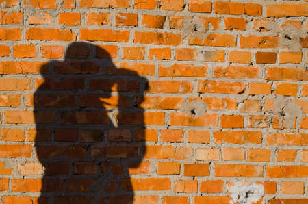 portrait shade on a brick wall