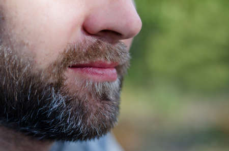 Close-up of a bearded manの写真素材