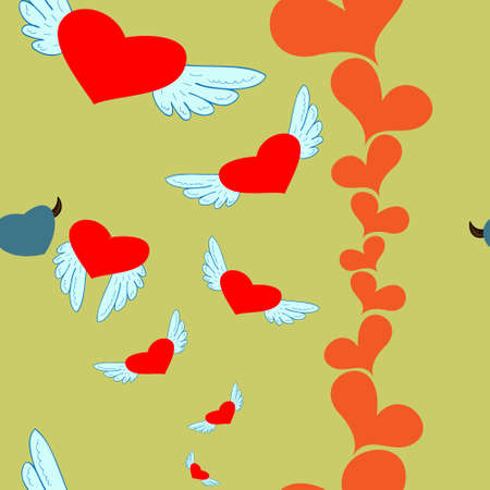 hearts angel and devilのイラスト素材