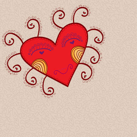 Smiling red Valentines heart cardのイラスト素材