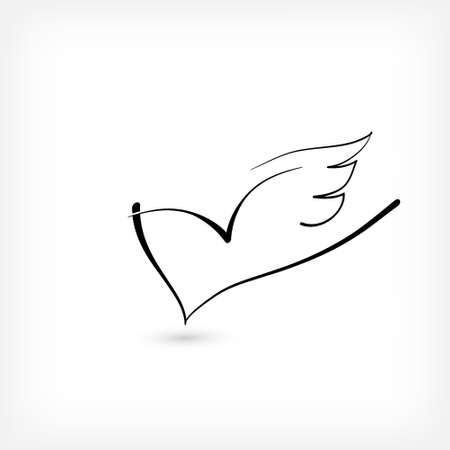 Heart with wings as a minimal logo for free loveのイラスト素材
