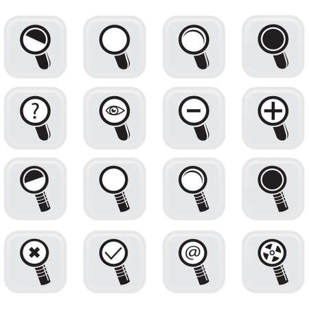 Magnifying glass for search zoom exploration and discovery icon set のイラスト素材