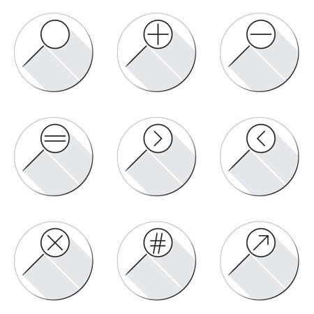 Magnifying glass for search zoom exploration and discovery icon set isolated vector illustrationのイラスト素材