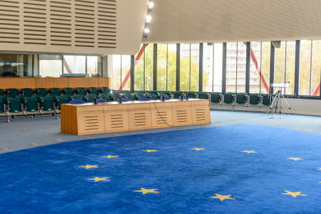 France, Strasbourg - 29 October 2015:The European Court of Human Rights in Strasbourg, eastern France, Interiorのeditorial素材