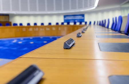 France, Strasbourg - 29 October 2015:The European Court of Human Rights in Strasbourg, eastern France, Interiorのeditorial素材