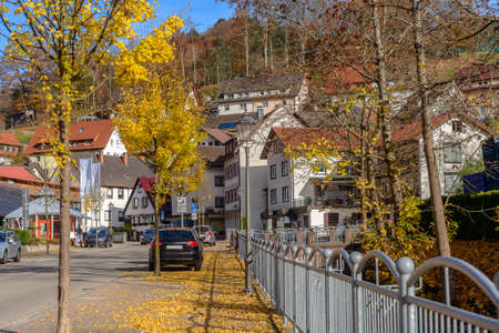 Typical, authentic village with cozy houses of the countryside in the Germany autumnの写真素材