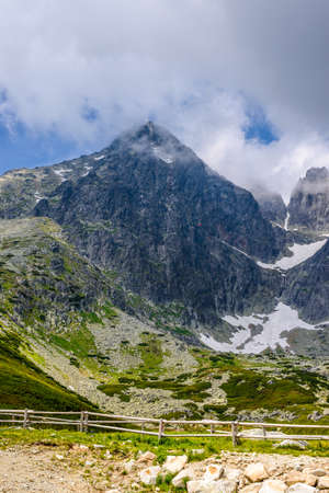 High Tatra mountains covered with clouds Sunny day, Lomnicky Stitの写真素材