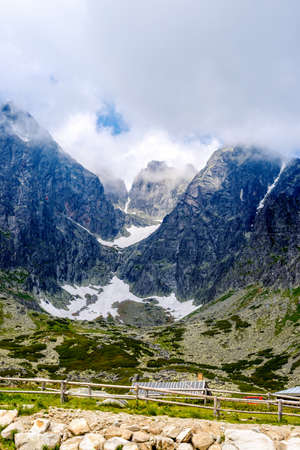 High Tatra mountains covered with clouds Sunny day, Lomnicky Stitの写真素材