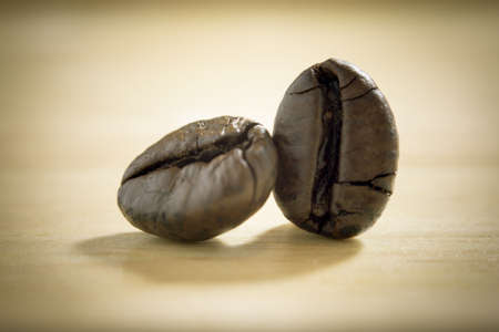 Close up coffee bean selective focus - vintage effect