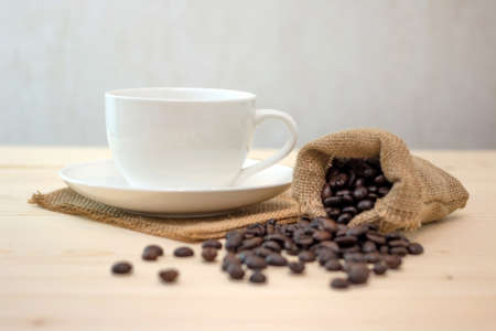 coffee cup and coffee beansの写真素材