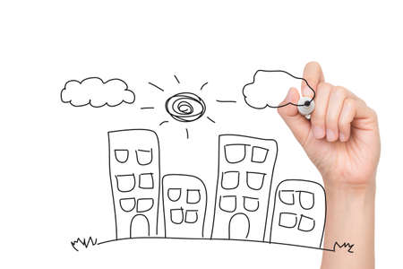 Hand drawing picture cityscapeの写真素材