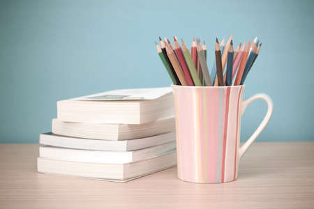 Colorful pencils on the background - pastel effect style pictureの写真素材