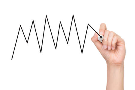 Human hand with writing a diagramの写真素材