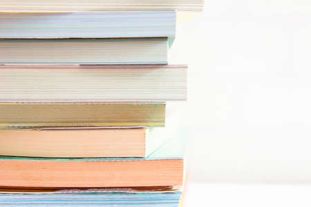 Books stacking. Back to school background.の写真素材