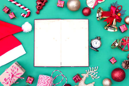 Christmas frame with Christmas ornaments and decorations