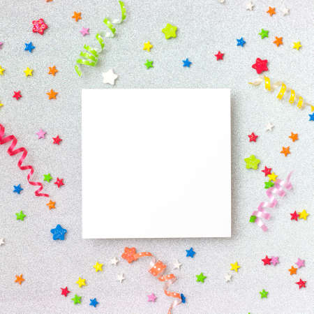 Colorful party background with copyspace. Celebration concept. Flat lay.