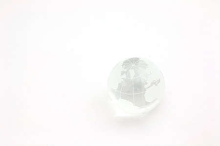 glass globe isolated on white background with copy space