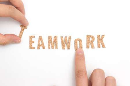 Creating or building teamwork business concept. Construction and development, build construct, idea and success, solution and growth. Minimal concept.の写真素材