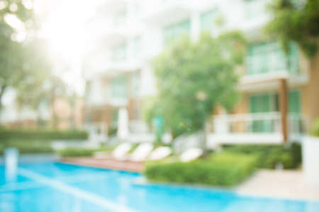 Abstract blur outdoor swimming pool for backgroundの写真素材