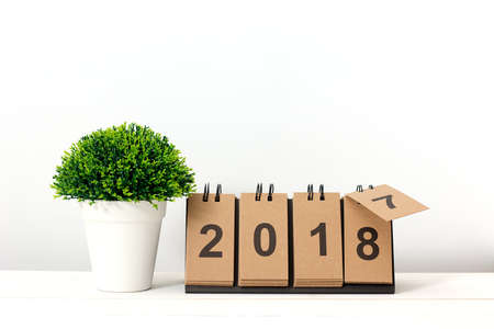New Year 2018 is coming concept. Happy New Year 2018 replace 2017.の写真素材
