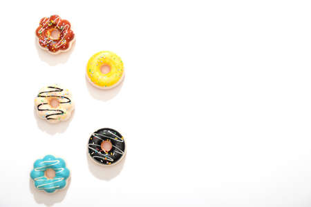 Set of colorful donuts isolated on white background.の写真素材
