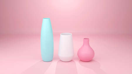 3D render of vase in studio pink background.