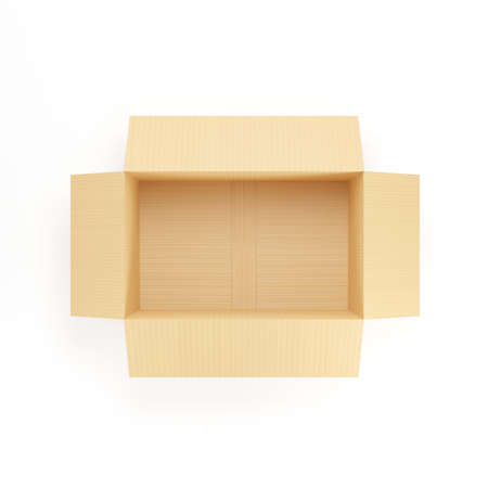 Cardboard boxes on white background. 3D illustration renderingの写真素材