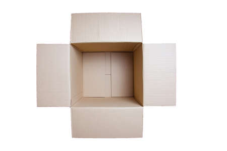 Cardboard boxes on white background. Top view.の写真素材