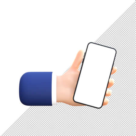 Businessman hands with smartphone. 3D illustration rendering. Has clipping path for easy to use.の写真素材