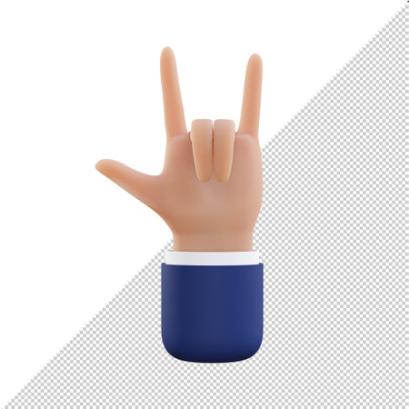 Businessman hand making rock and roll sign. 3D illustration rendering. Has clipping path for easy to use.の写真素材