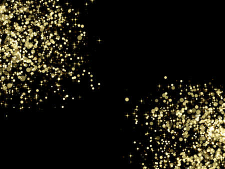 Background of abstract glitter lights. gold and black. de focused.の写真素材