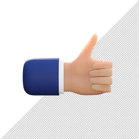 Businessman hand like thump up hand sign. 3D illustration rendering. Has clipping path for easy to use.の写真素材