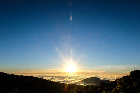 Sunrise in the morning at National park Chiangmai, Thailandの写真素材