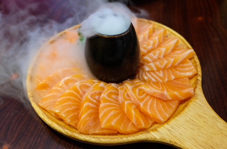 Salmon with dry iceの写真素材