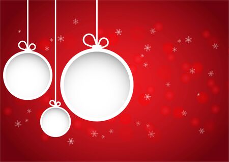 Christmas and happy new year red vector background with white snowballのイラスト素材
