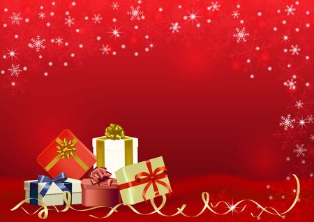 Christmas and happy new year red vector background with giftのイラスト素材