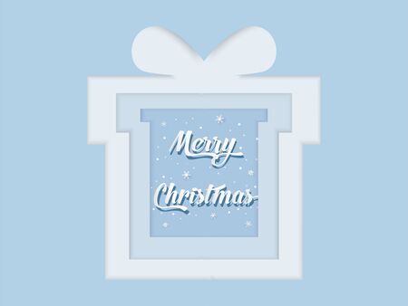 Christmas and happy new year blue vector background with snowflake, celebration concept, paper art designのイラスト素材