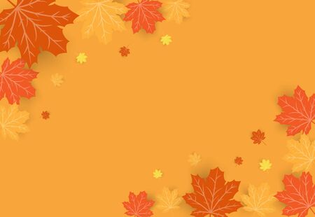 Happy Thanksgiving Day celebration card with orange maple autumn leaves vector backgroundのイラスト素材